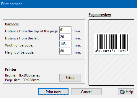 Imprimir códigos de barras usando o Gerador