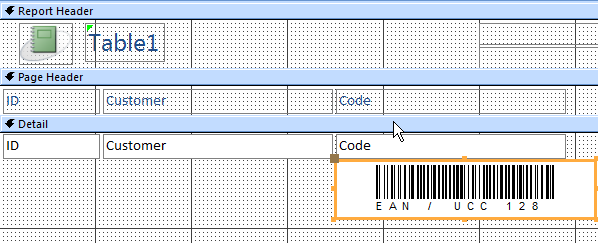 Barcode, Access 2007