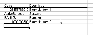 Etiquetas de código de barras com dados importados