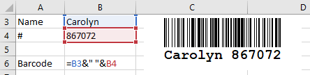 Barcode, Excel