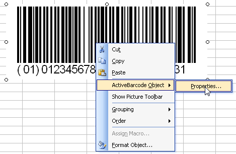 Barcode, Excel 97, 2000, XP, 2003
