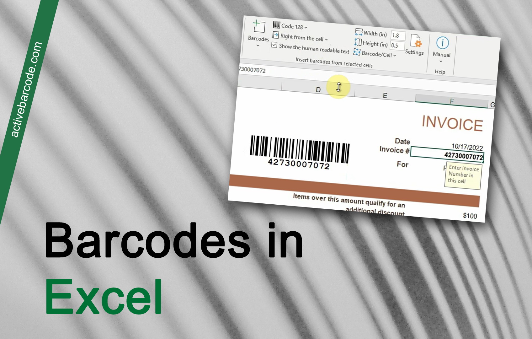 ActiveBarcode: Ligar o conteúdo de uma célula a um código de barras.
