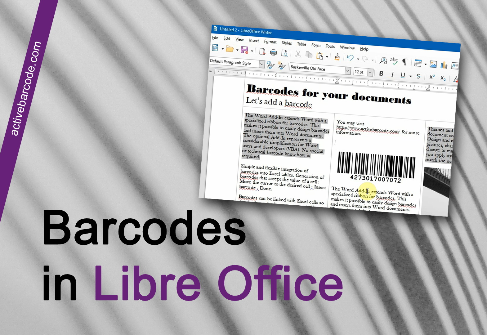 ActiveBarcode: Como adicionar um código de barras aos documentos do LibreOffice ou do OpenOffice.