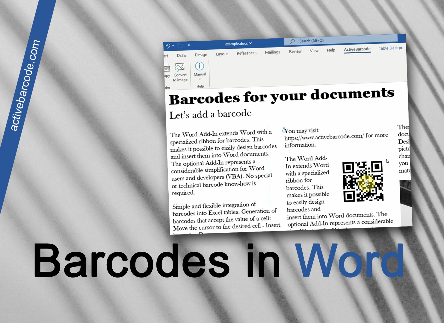 ActiveBarcode: Como incorporar um código de barras num documento Word.