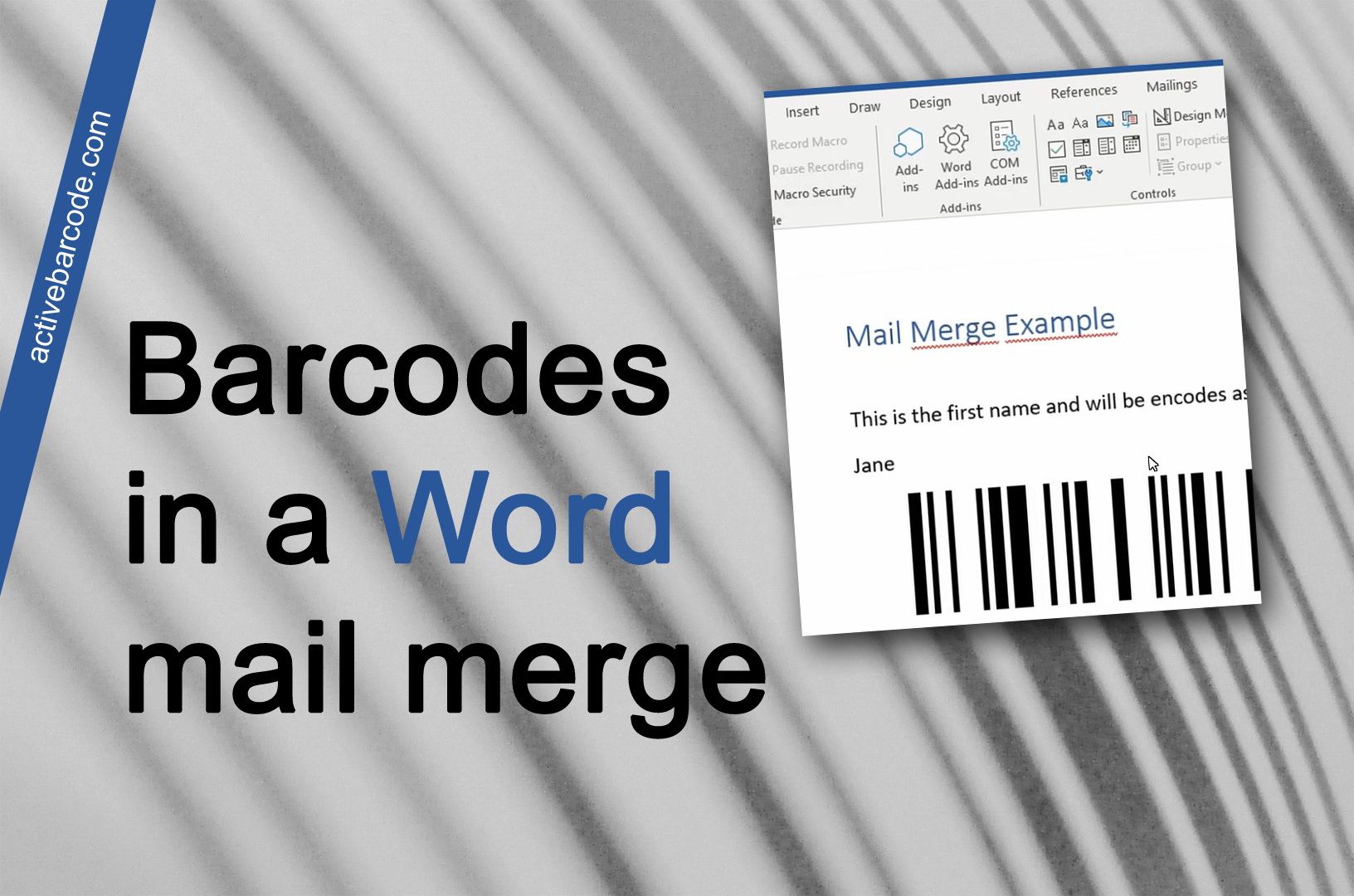 ActiveBarcode: Como adicionar um código de barras a um mail merge existente.